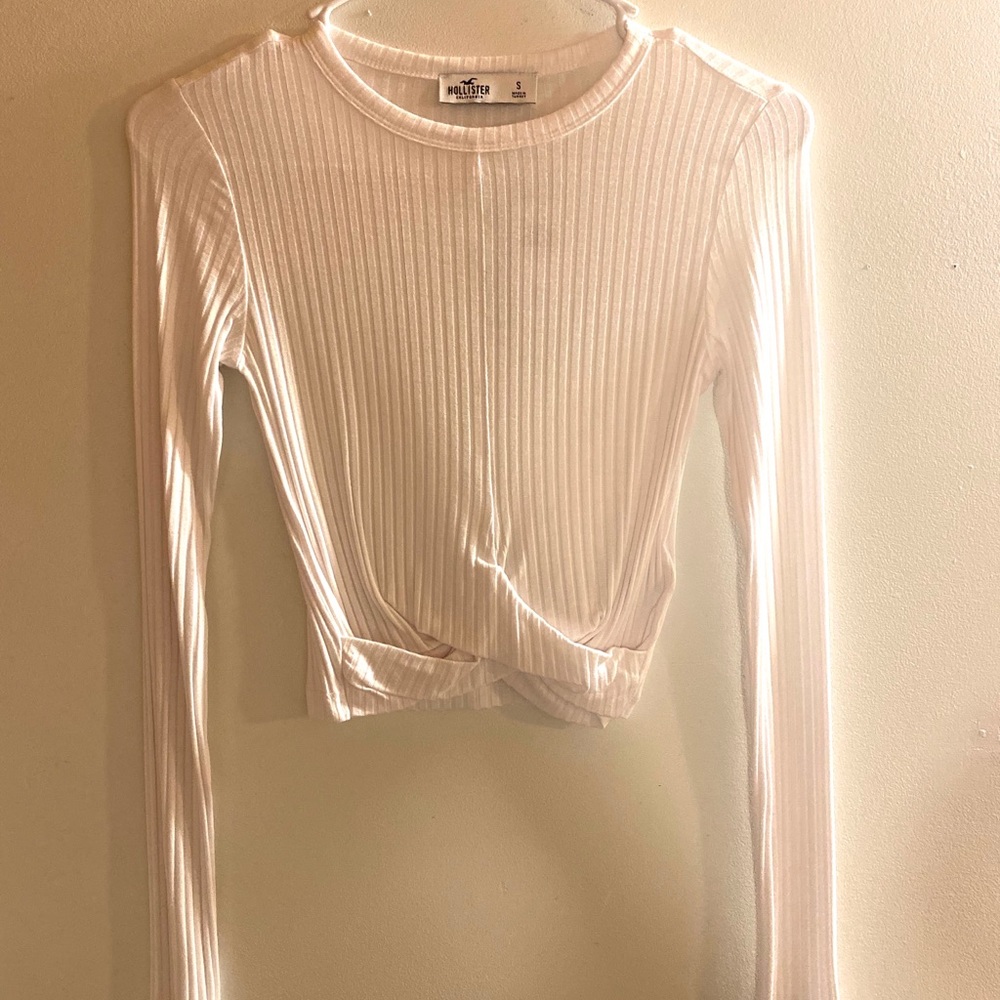Hollister Girls White Ribbed Long Sleeve